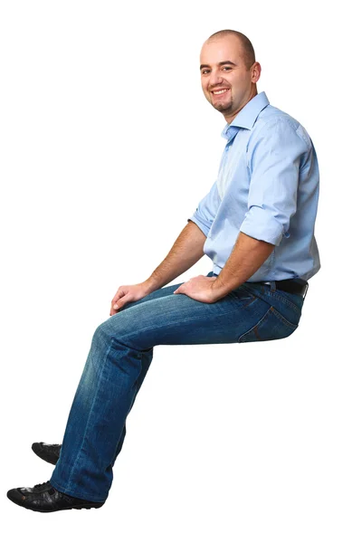 Сидеть кавказский человек — стоковое фото