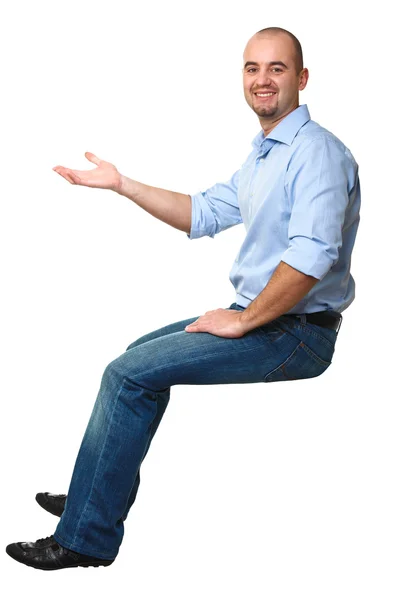 Beyaz adam oturmak — Stok fotoğraf
