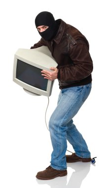 Thief with monitor clipart