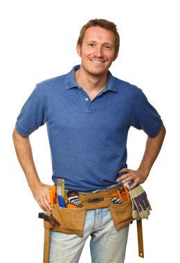 Smiling worker on white clipart