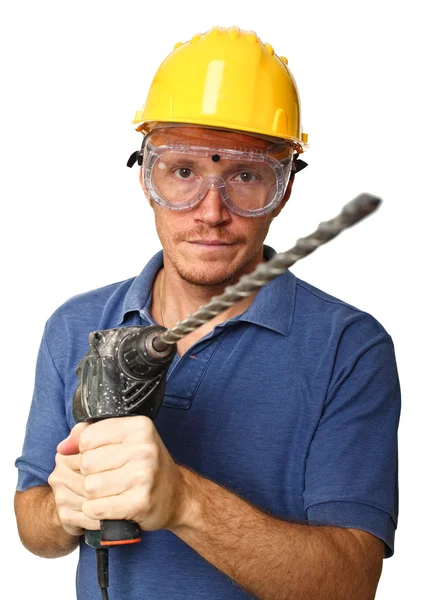 Handyman confiante com broca — Fotografia de Stock