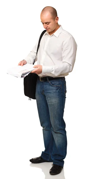 Homme d'affaires avec sac pour ordinateur portable — Photo