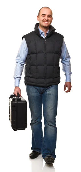 Mann mit Hartschalenkoffer — Stockfoto