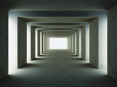 yanal ışık ile karanlık tünelin 3D görüntü