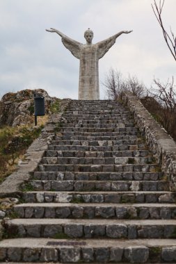 picture of huge concrete christ statue in maratea clipart