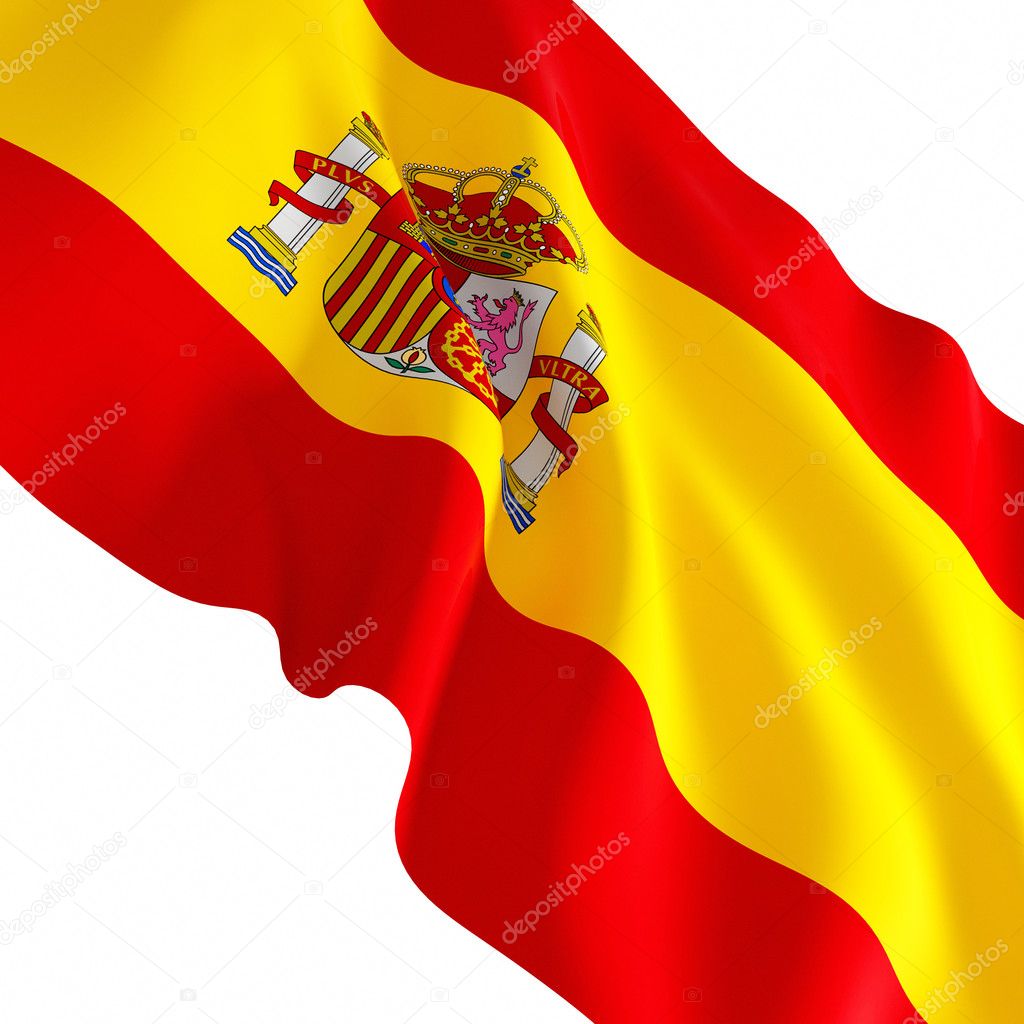 Nice 3d waved flag of spain isolated on white