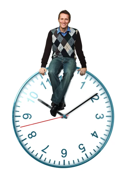 Напружений Чоловік Класичний Годинник Ізольовані Білому Тлі — стокове фото