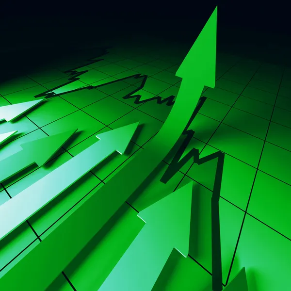 Green arrows chart — Stock Photo, Image