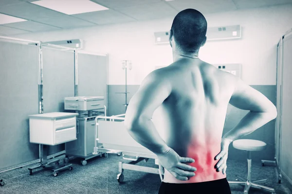 Hombre Caucásico Con Dolor Espalda Con Antecedentes Hospitalarios —  Fotos de Stock