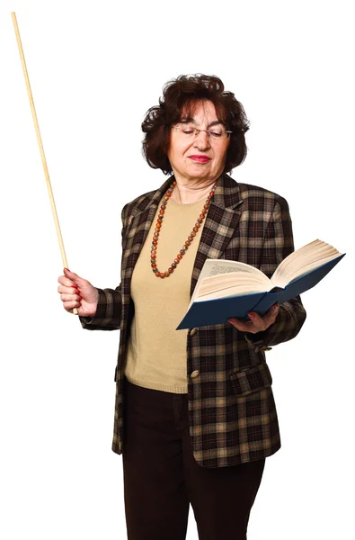 Femme professeur avec livre — Photo