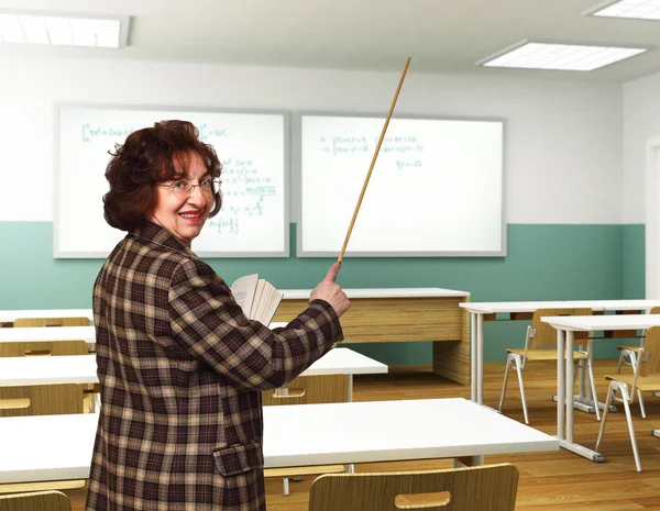 Lächelnder Lehrer Klassenzimmer Nimmt Eine Lektion — Stockfoto
