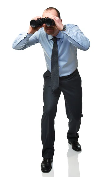 Mann Mit Fernglas Isoliert Auf Weißem Hintergrund — Stockfoto