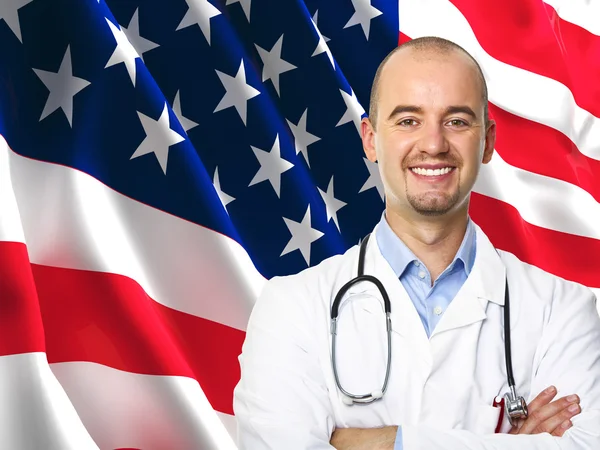 stock image Old glory flag and doctor