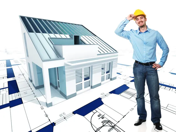 Architect with his project — Stock Photo, Image