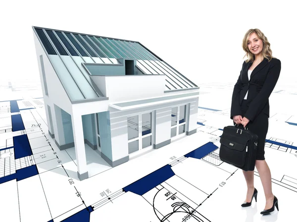 House concept and woman — Stock Photo, Image