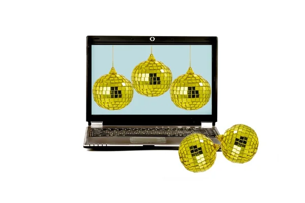 Computer and spheres — Stock Photo, Image
