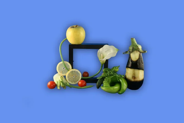 蔬菜组成的蓝色公顷 — 图库照片