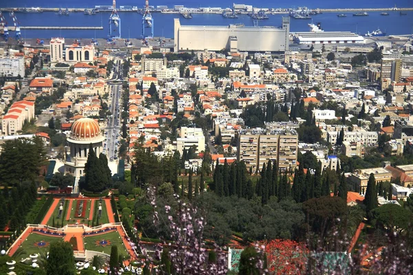 Вид Город Хайфа Парка Бахай Храм Израиле — стоковое фото