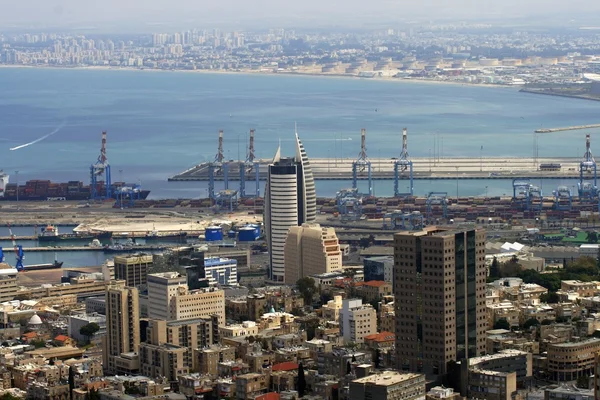 Красивая Панорама Морского Порта Зданий Города Хайфы Израиле Стоковое Фото