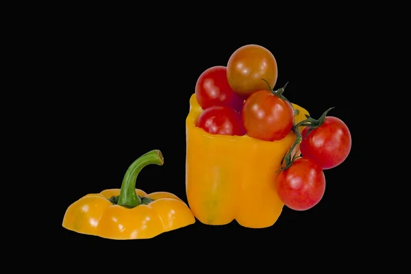 Tomatoes with pepper — Stock Photo, Image
