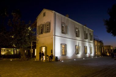 Night landscape of old station of the city of Jafo in Israel, a museum Station in the city of Jafo clipart