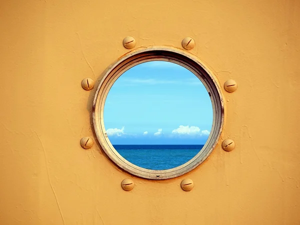 stock image View of the Ocean through a Porthole