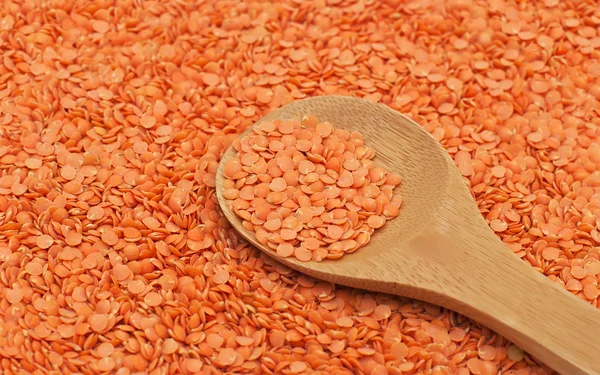 Wooden Spoon Red Lentil — Stock Photo, Image