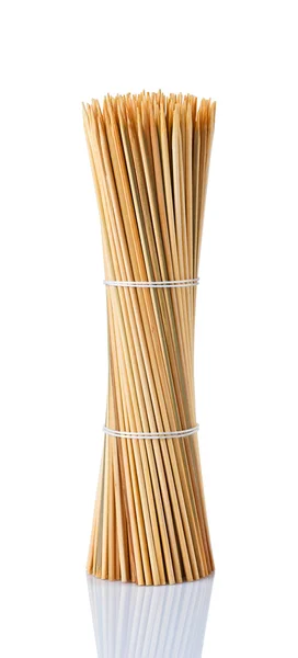 Kebab spiesen, bamboe Stockfoto