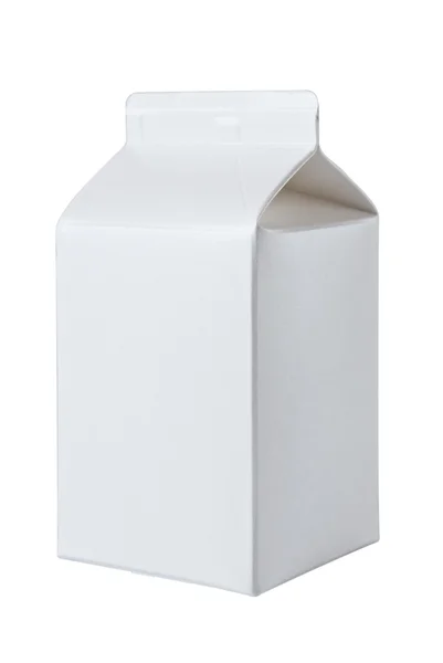 Boîte à lait par demi-litre sur blanc — Photo