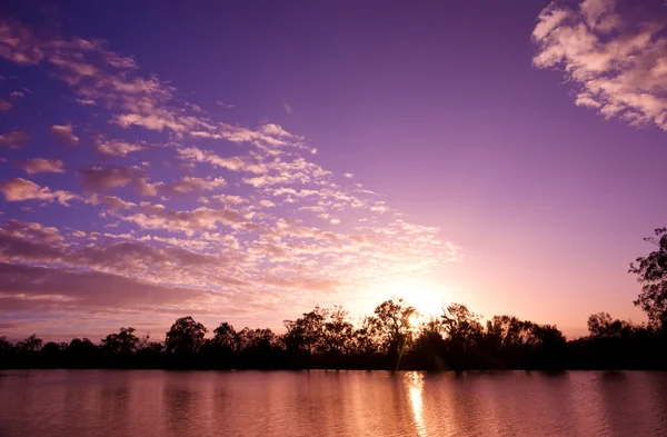 Pôr Sol Água Rio Murray Austrália Sul — Fotografia de Stock
