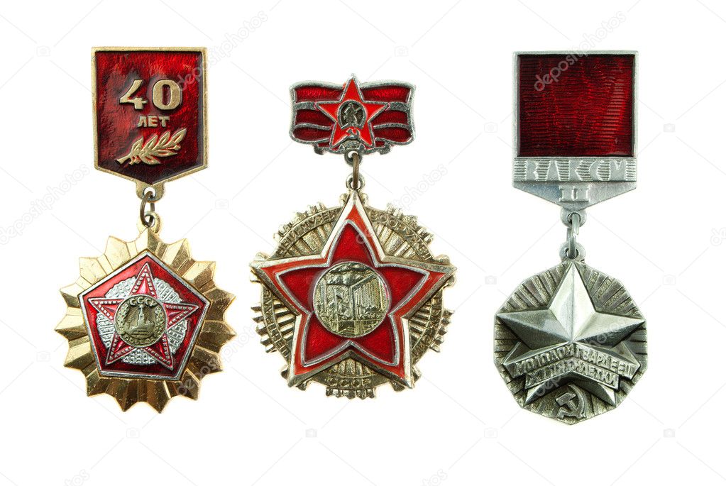 Medals of the USSR. In number of three pieces. Are isolated on a
