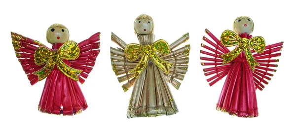 Angel na den svatého Valentýna. ze slámy a malované v červené barvě. — Stock fotografie