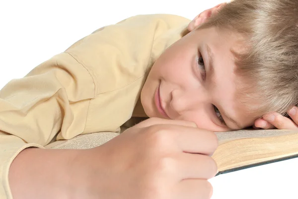 Έφηβος Διαβάζει Βιβλίο Ρεσεψιόν Του Σχηματισμού Απομόνωση Λευκό — Φωτογραφία Αρχείου