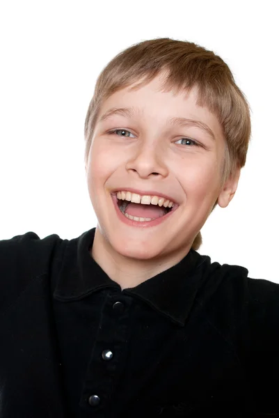 Портрет Усміхненого Підлітка Ізольований Білому Тлі — стокове фото