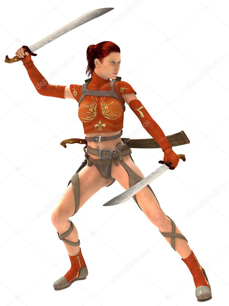 Woman warior with swords