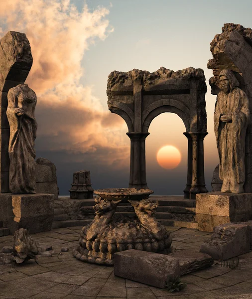 Fantasy templom romjai Stock Fotó