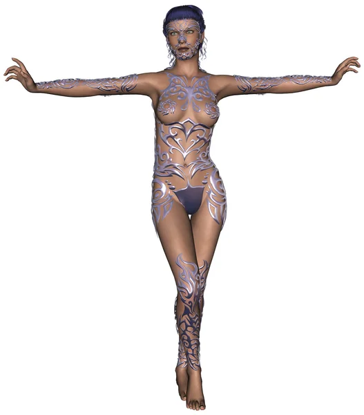 Mujer sexy en bodysuite de acero —  Fotos de Stock