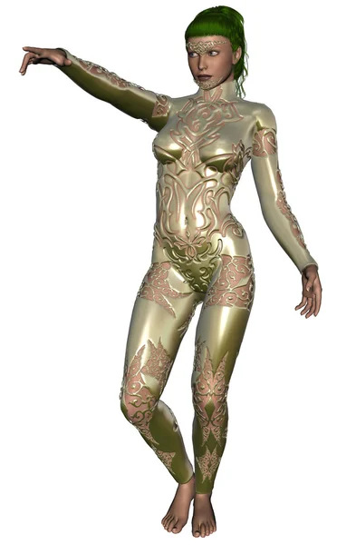 Sexy kobieta w stali bodysuite — Zdjęcie stockowe