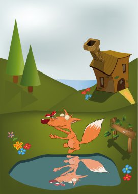 Young fox clipart