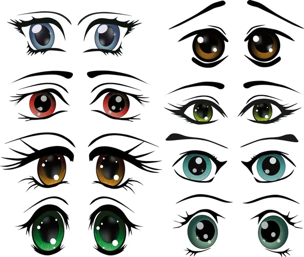 O conjunto completo dos olhos desenhados — Vetor de Stock