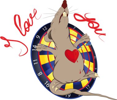 Rat love and a darts clipart