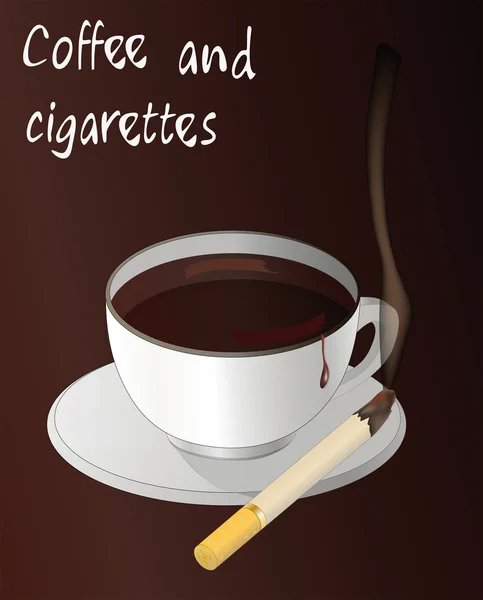 Καφέ και τσιγάρα — Διανυσματικό Αρχείο