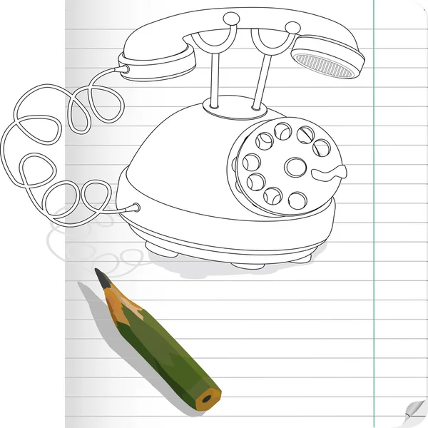 Téléphone tiré — Image vectorielle