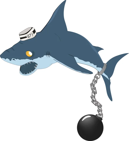Tiburón el prisionero — Vector de stock