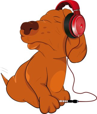 Dog and earphones clipart