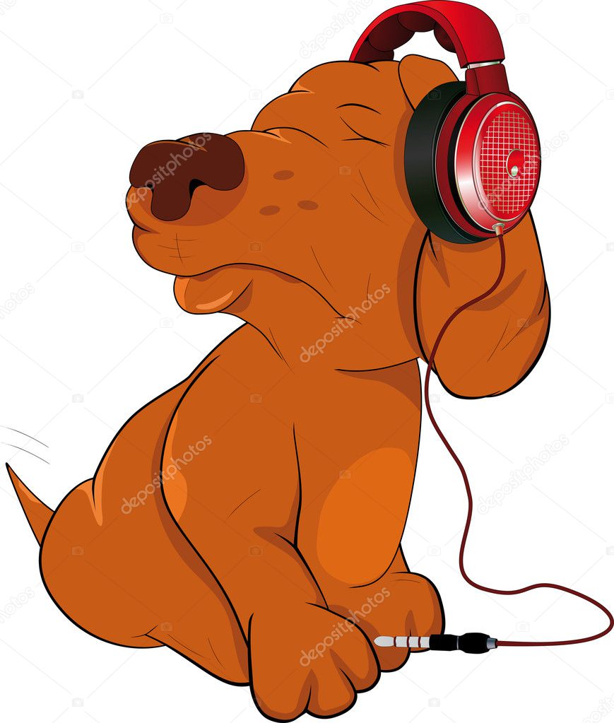 Dog and earphones