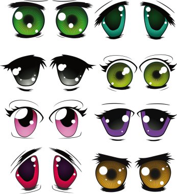 The complete set of the drawn eyes clipart