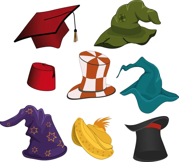 El conjunto completo de sombreros — Vector de stock