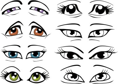 The complete set of the drawn eyes clipart