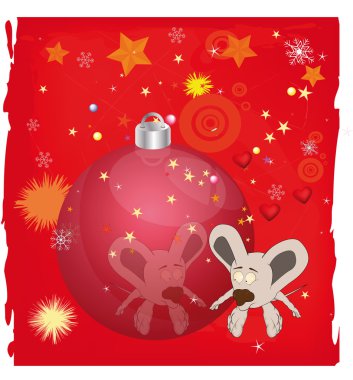 Fur-tree toy and mouse with the big ears clipart